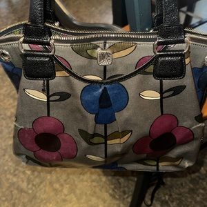 Brighton Flower Design Leather Shoulder Tote Purse